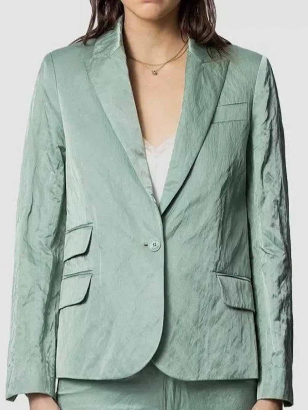 ZADIG & VOLTAIRE Victor Satin Blazer Amande US 2/34 NWOT - Picture 2 of 5